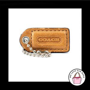 1.5" Small Y2K VINTAGE COACH Tobac Brown Leather Fob Bag Charm Keychain Hang Tag
